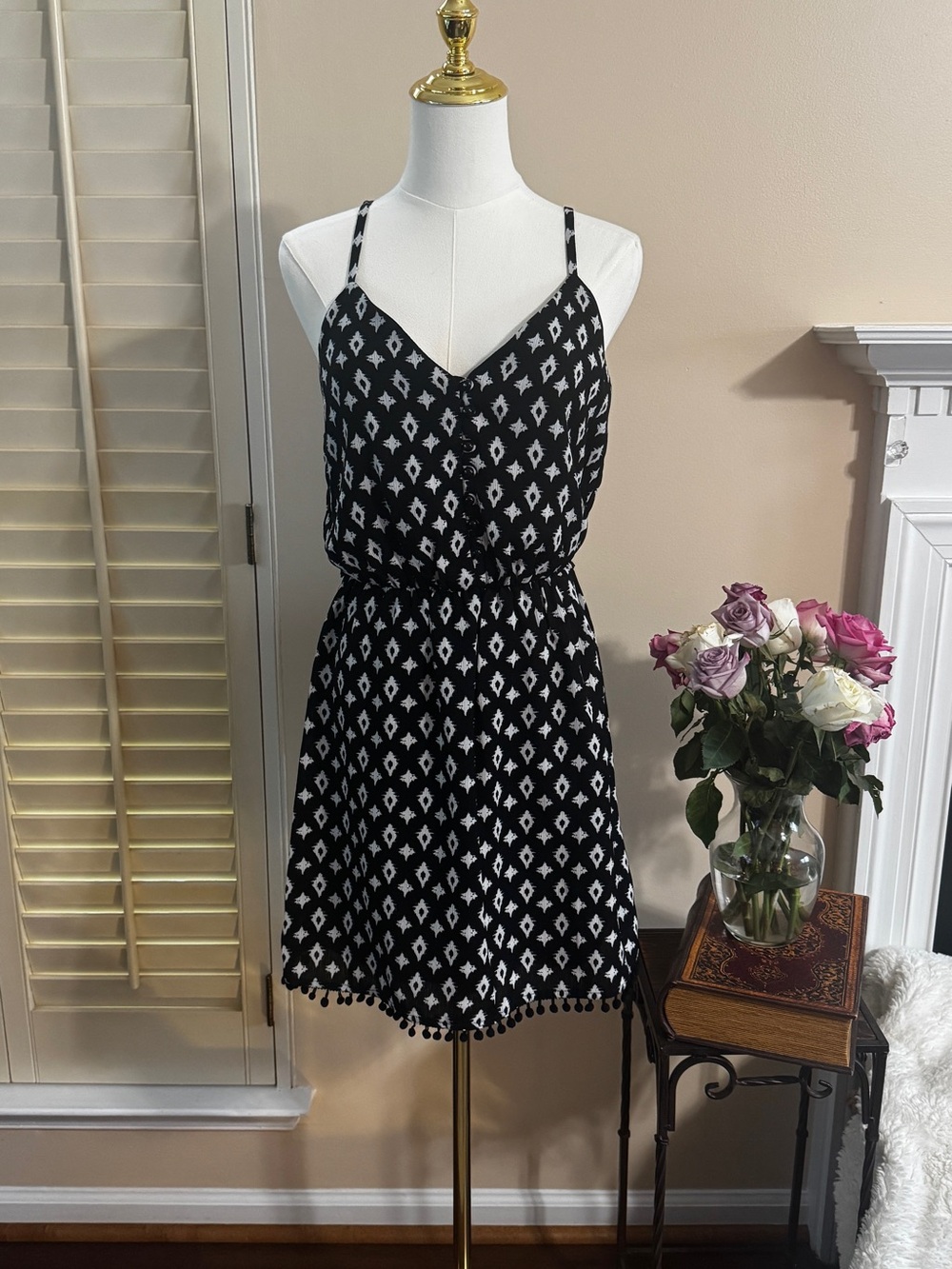 Lily Rose Black and White Printed Mini Dress